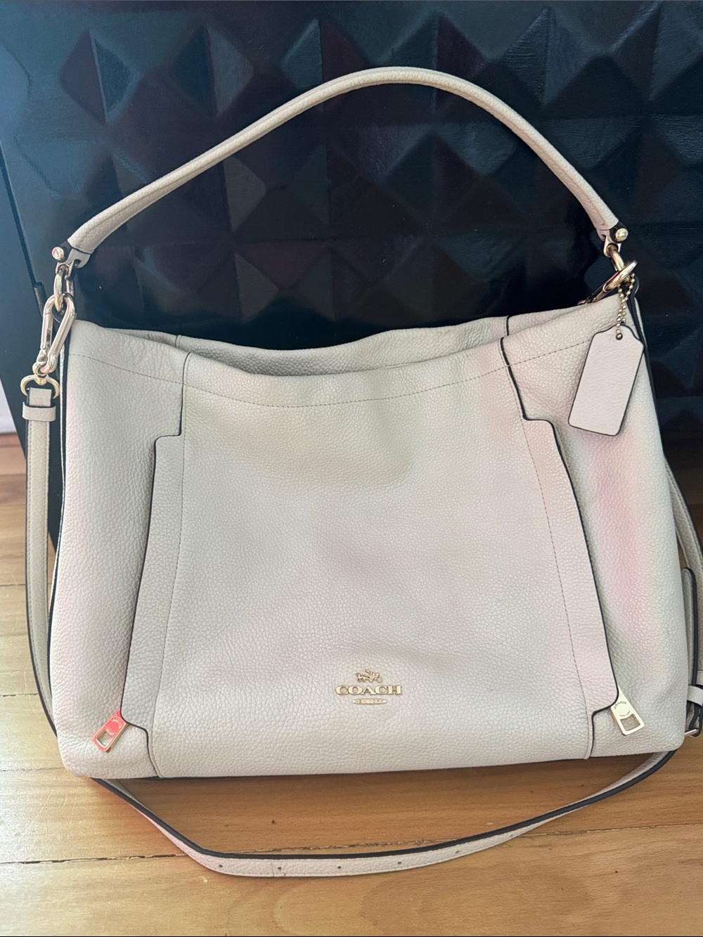 Coach Pebbled Leather Shoulder Bag in Light Cream